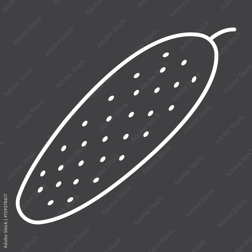 Cucumber line icon, vegetable and diet, vector graphics, a linear pattern on a black background, eps 10. Cucumber line icon, vegetable and diet, vector graphics, a linear pattern on a black background, eps 10.