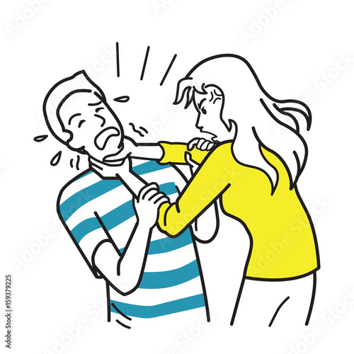 Wife stangling her husband