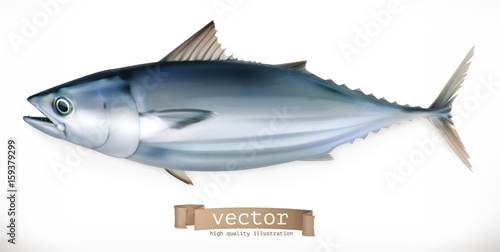 Tuna fish. 3d vector icon. Seafood, realism style