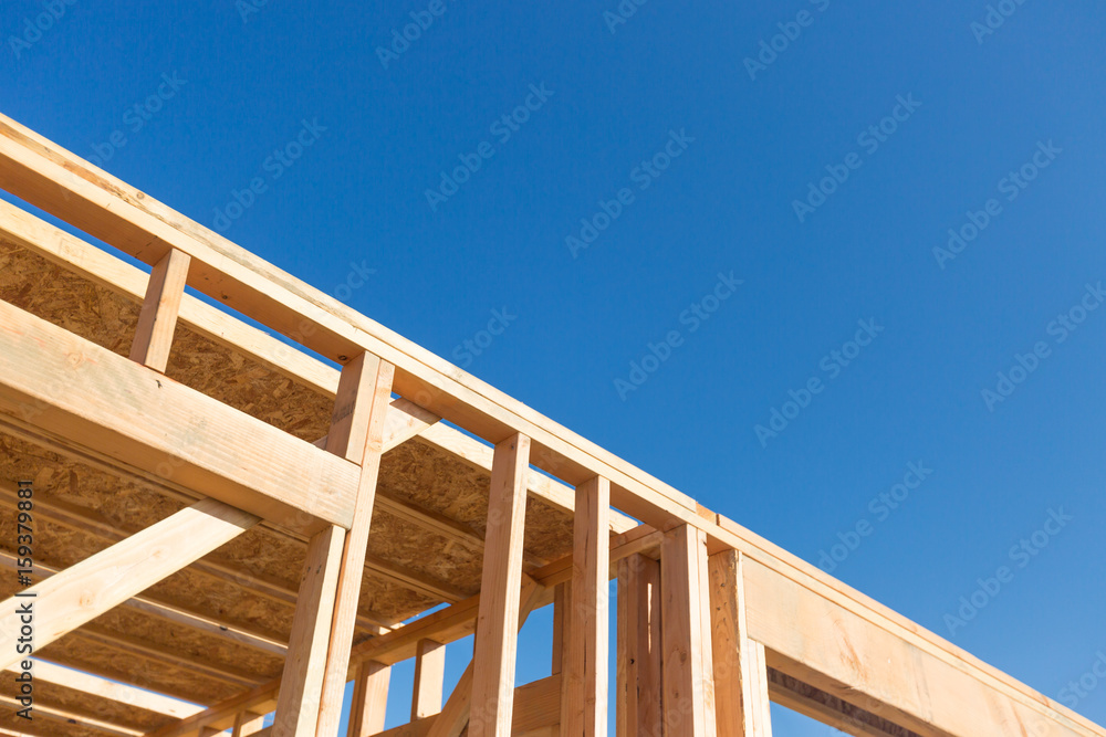 Wood Home Framing Abstract At Construction Site. Wood Home Framing Abstract At Construction Site.