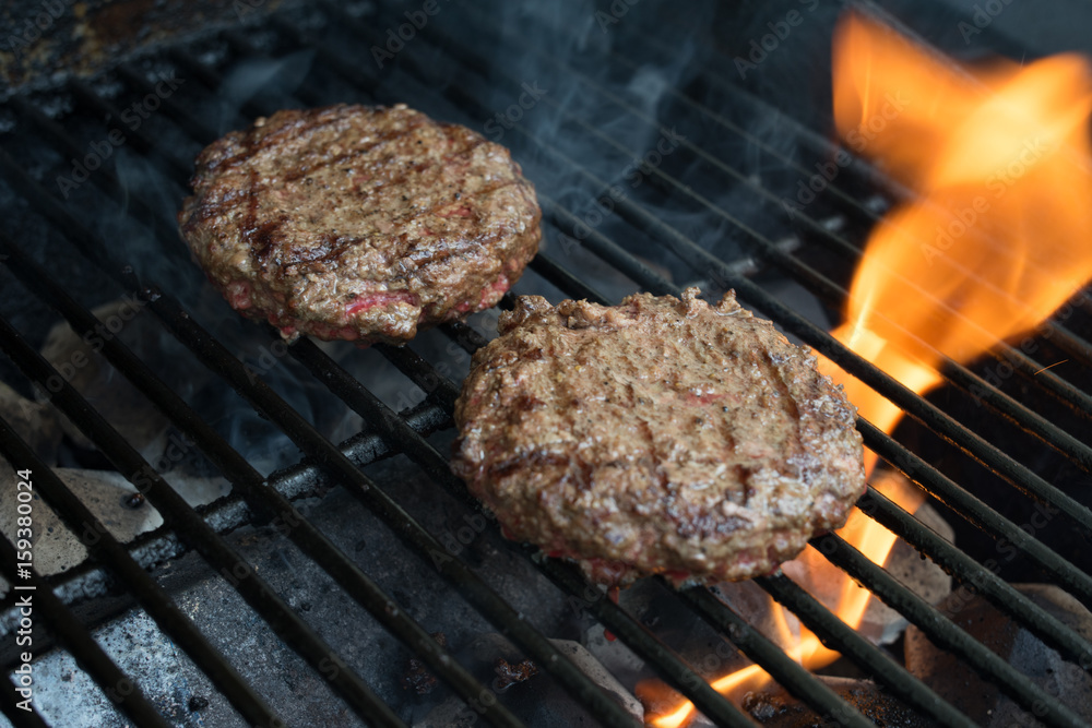 Two hamburgers on the grill Two hamburgers on the grill