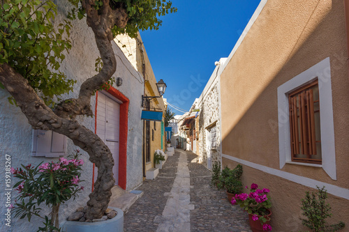 Street in City of Ermopoli, Syros, Cyclades Islands, Greece