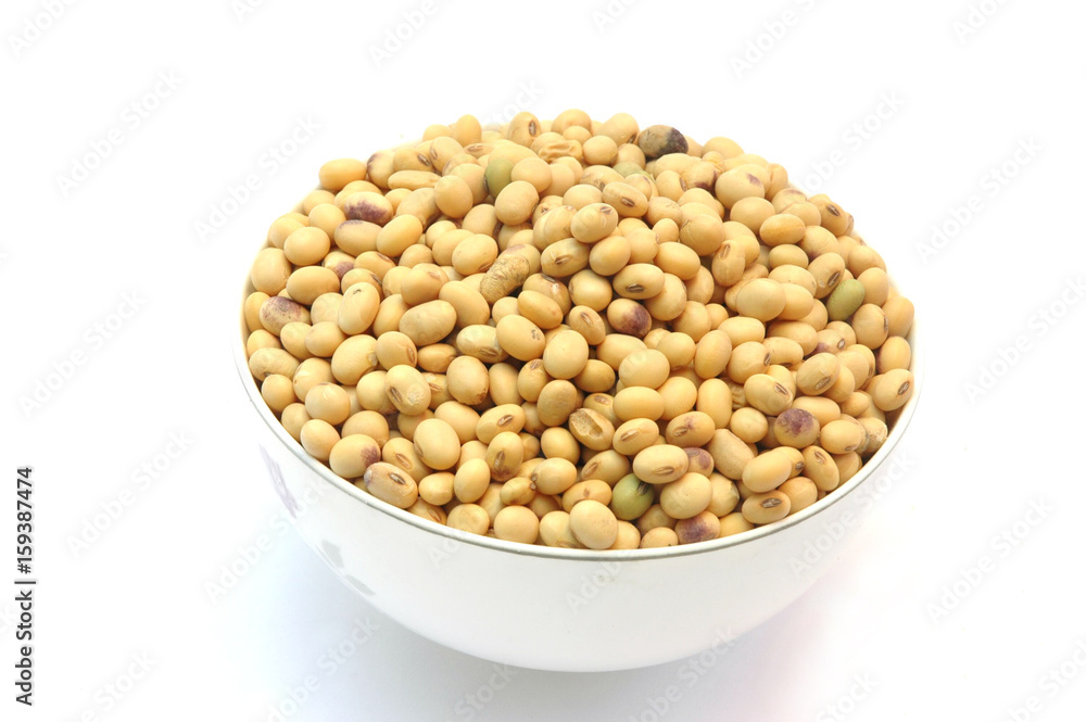 dry soybean in the bowl isolated on white background dry soybean in the bowl isolated on white background