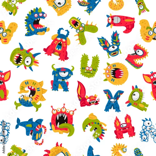 Tapety Jednolity wzór różnych potworów