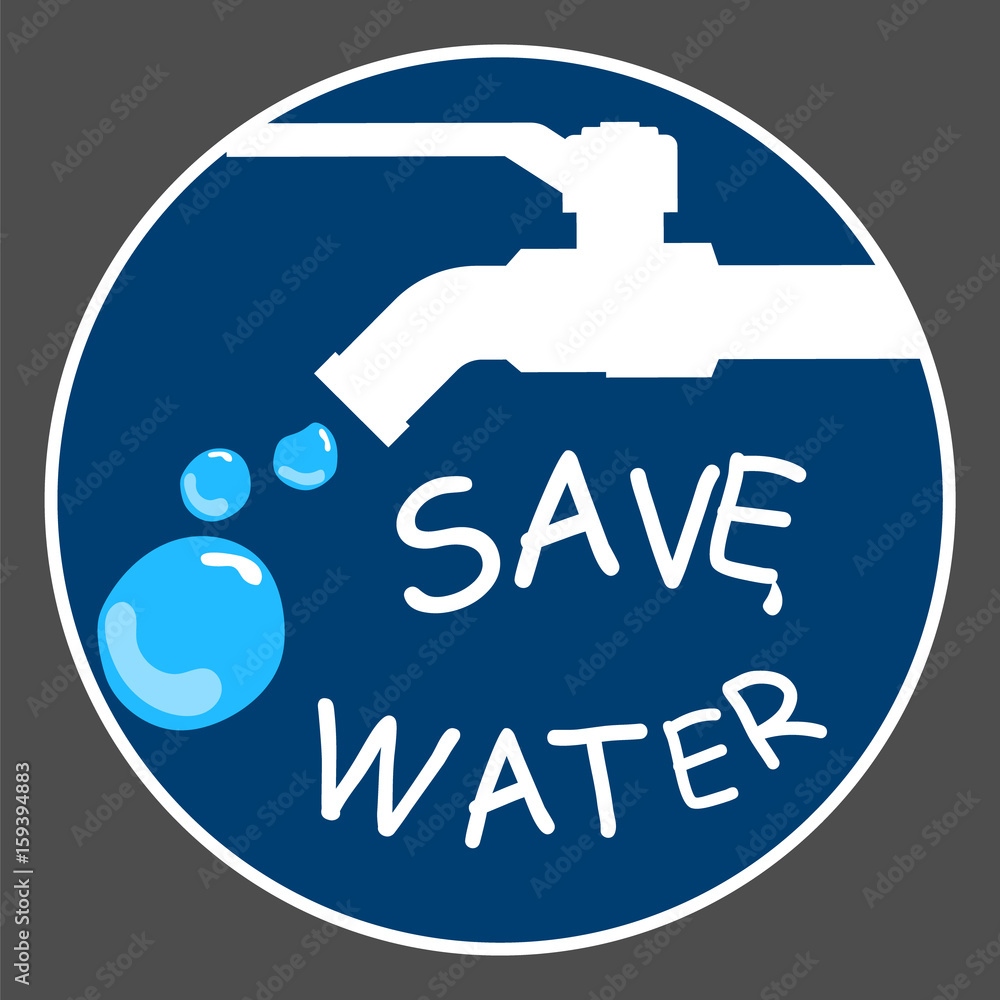 Faucets saving water concept logo circle flat vector Faucets saving water concept logo circle flat vector