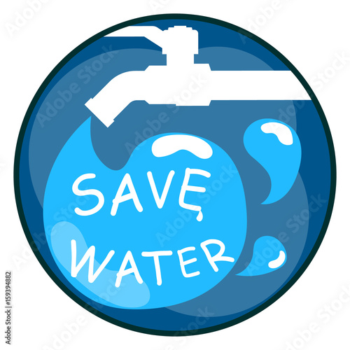 Faucets saving water concept logo circle flat vector
