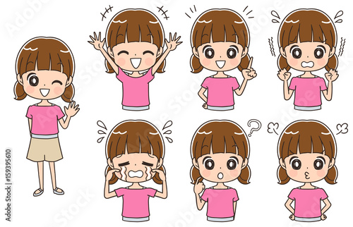 女の子のイラスト（セット・全身）