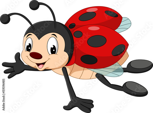 Photo Cartoon ladybug flying