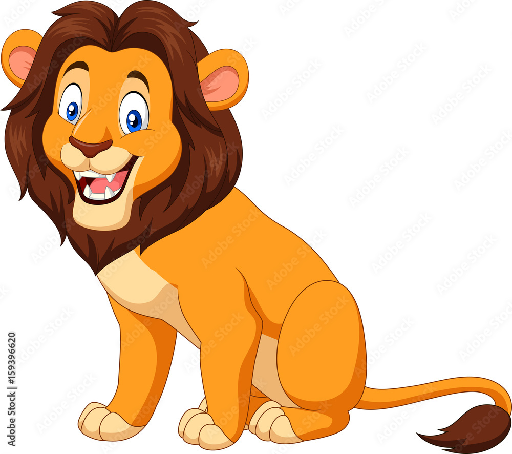 Cartoon happy lion sitting Cartoon happy lion sitting