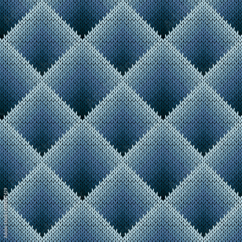 Seamless knitting pattern in bluish gradation hues