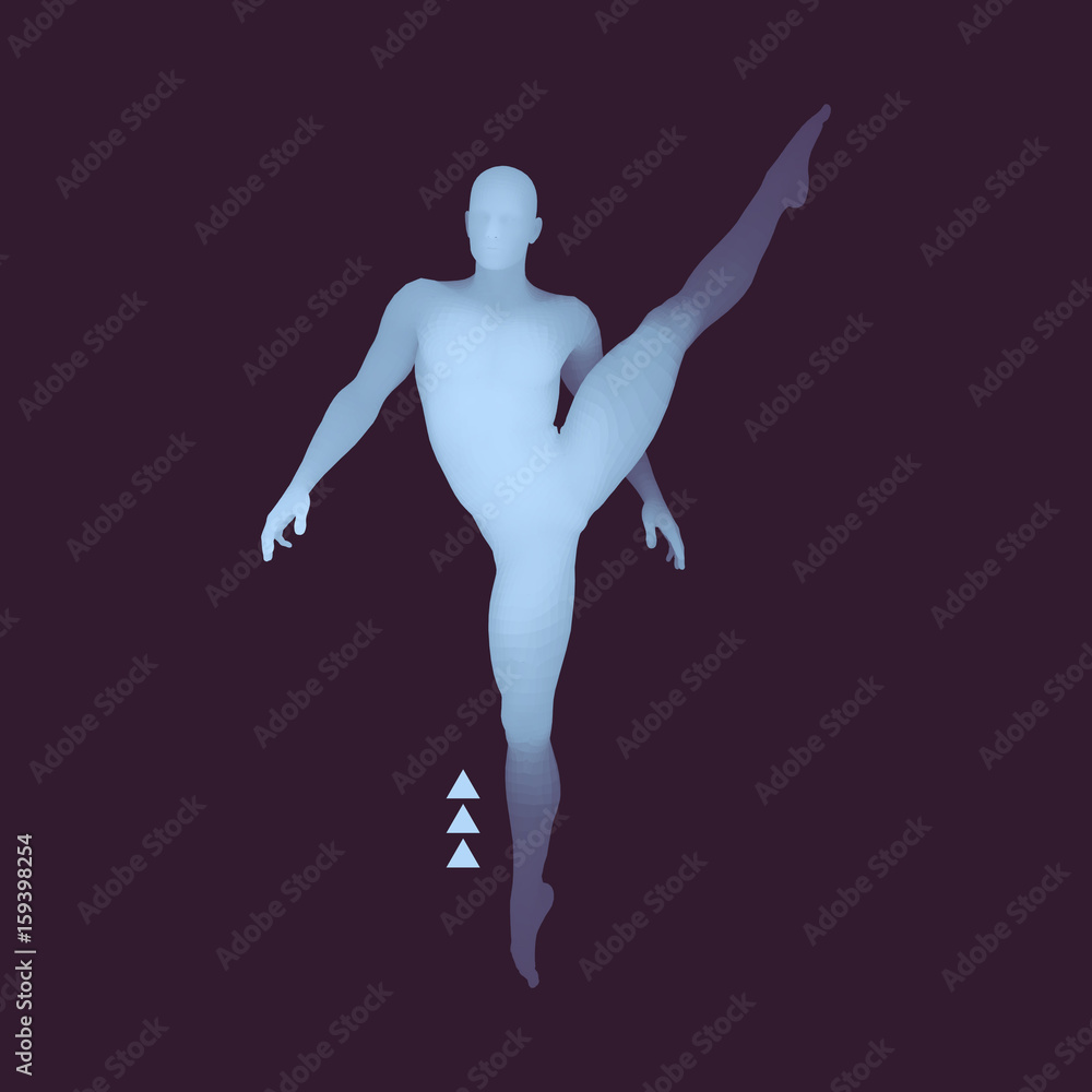 Gymnast. 3D Model of Man. Human Body Model. Gymnastics Activities for Icon Health and Fitness Community.