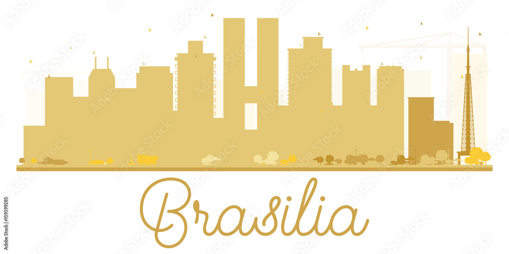 Brasilia City skyline golden silhouette.