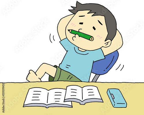 Bild auf Leinwand 勉強　やる気なし　男の子