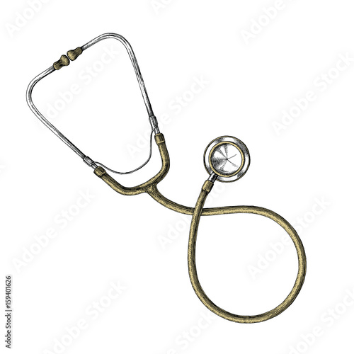 Stethoscope hand drawing vintage style