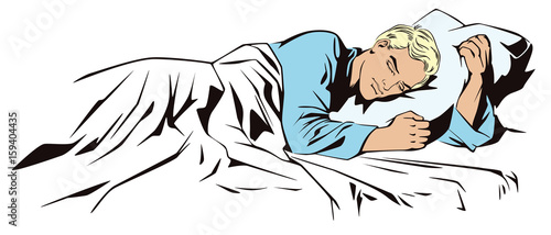 Calm man sleeping.  Stock illustration.