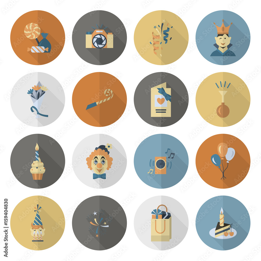 Happy Birthday Icons Set Happy Birthday Icons Set