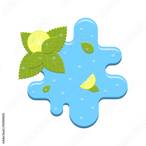 Vector mint and lemon in water