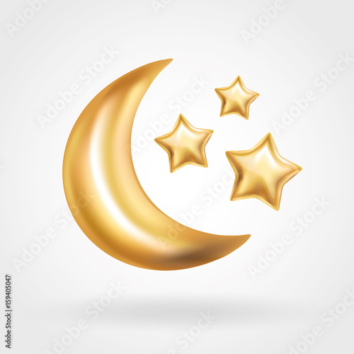 Gold Crescent Moon star balloon Ramadan