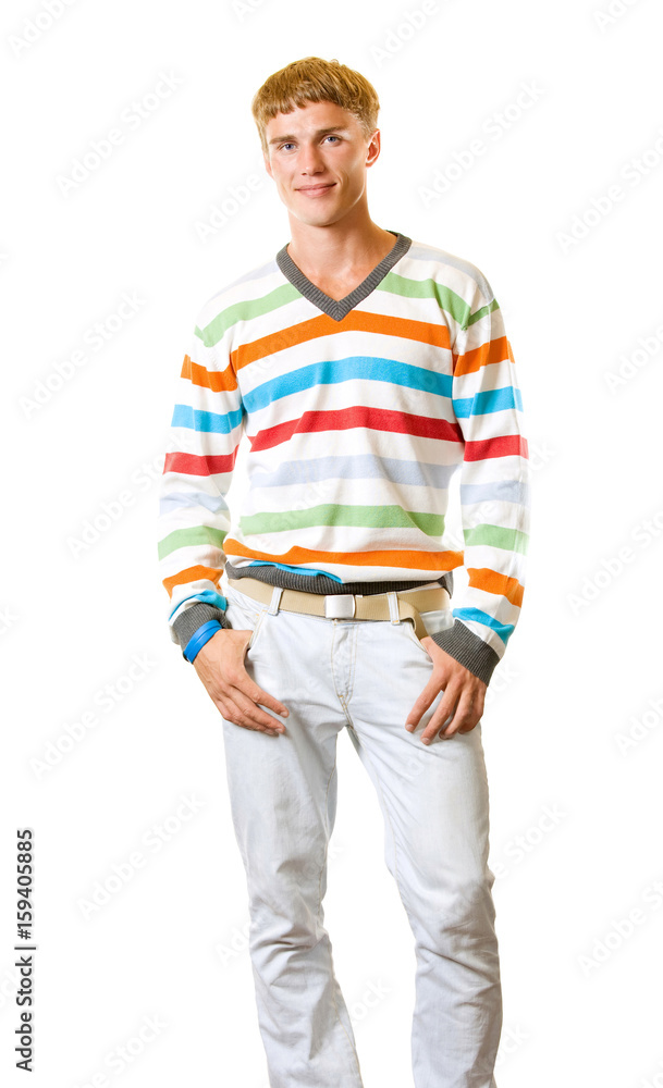 Happy smiling young man, on white Happy smiling young man, on white