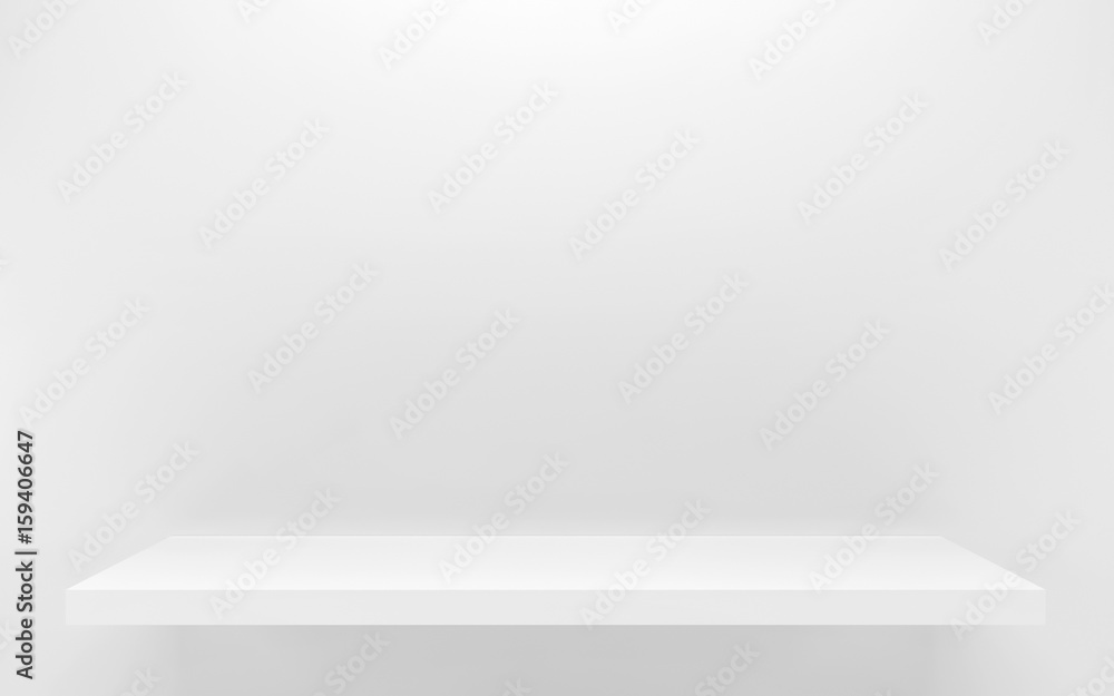 White shelf at the wall. 3d render White shelf at the wall. 3d render