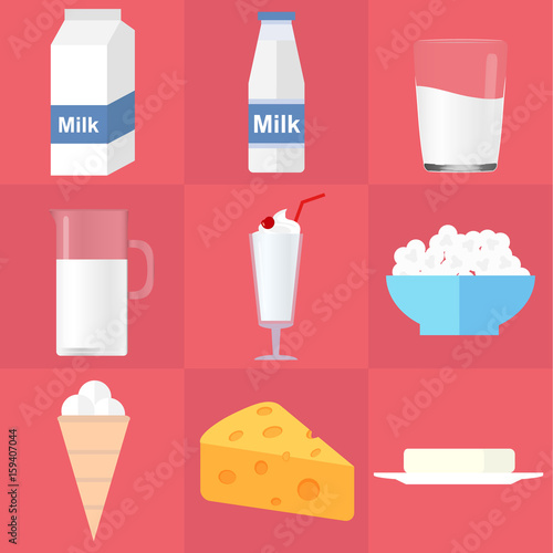 Dairy. Milk, cheese, butter, cottage cheese, yoghurt, ice cream