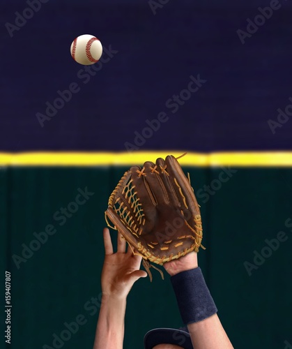 Outfielder hand catching baseball
