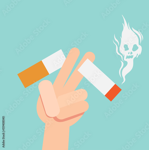 cut a cigarettes,concept for anti smoking,illustration.