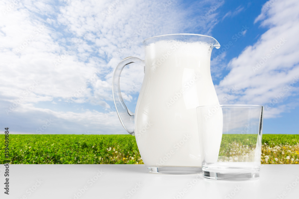 Milk on a table with a natural background Milk on a table with a natural background