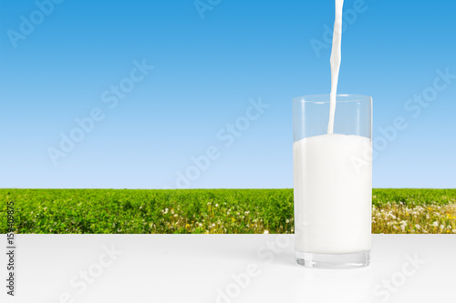 Milk on a table with a natural background