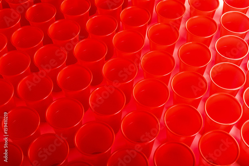 red disposable plastic glasses