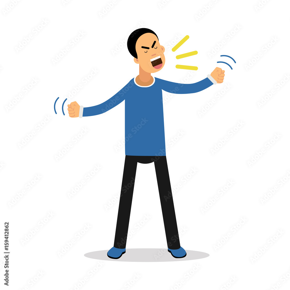 An angry screaming man, upset stressed man vector Illustration An angry screaming man, upset stressed man vector Illustration