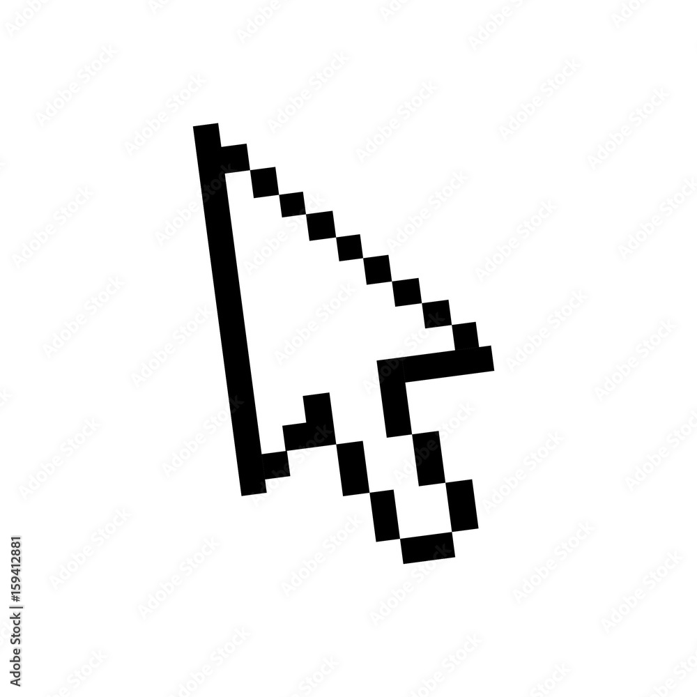 Pixeled black and white mouse pointer displayed on a futuristic interface - Connection concept Pixeled black and white mouse pointer displayed on a futuristic interface - Connection concept