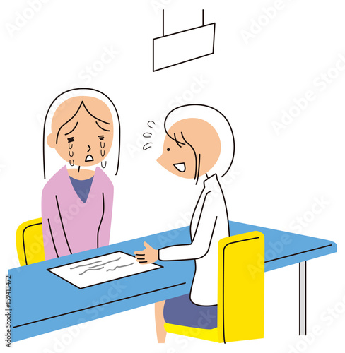 泣きながら相談する女性