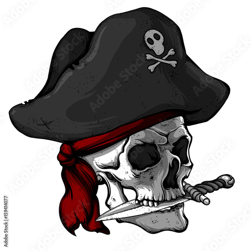 Skull of a pirate in a hat