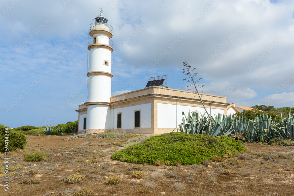 Lighthouse at Cap de Ses Salines. Majorca, Spain