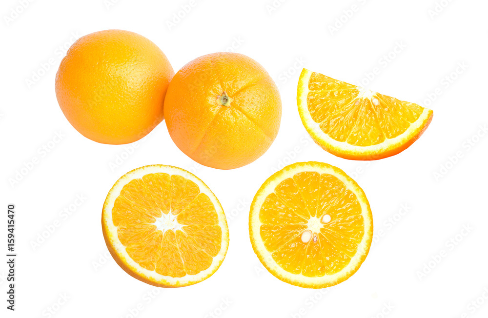 Orange fruit on white background.