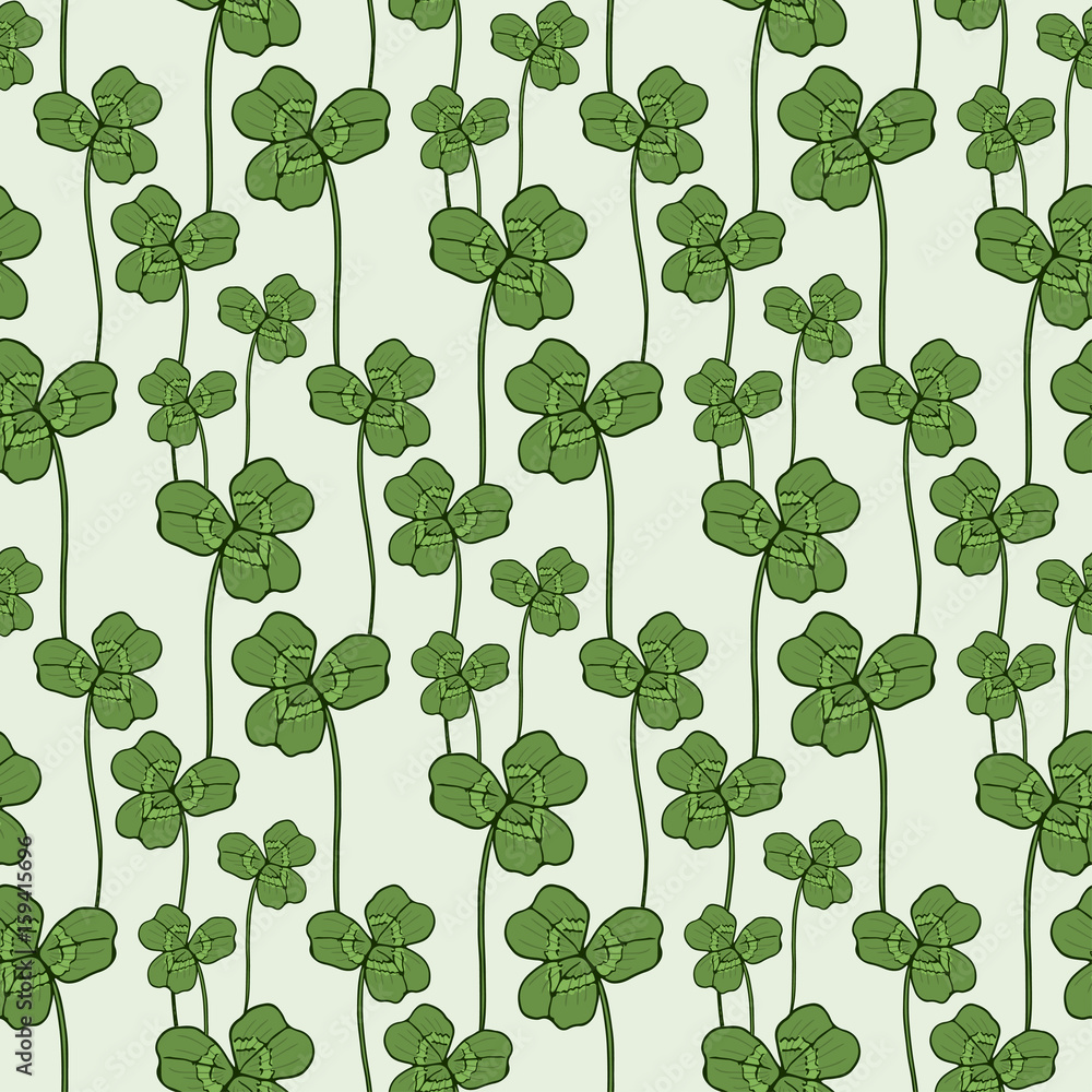 Fototapeta premium Clover seamless pattern. Vector swatch for fabric textile or packaging design.