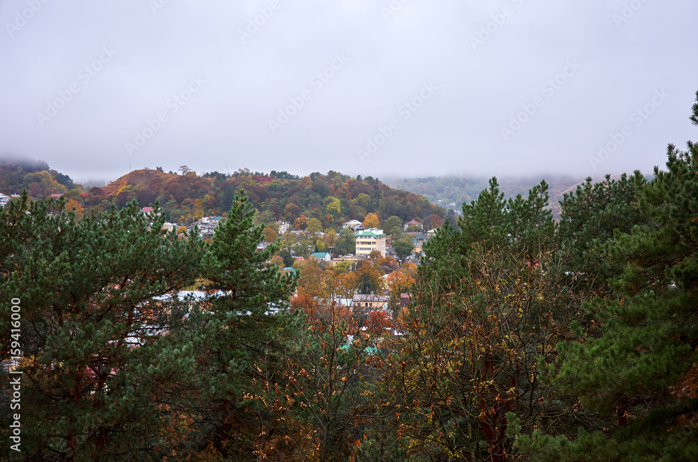 Russia. Stavropol region. Kislovodsk. A view of the city from Mount Maloe Saddle.