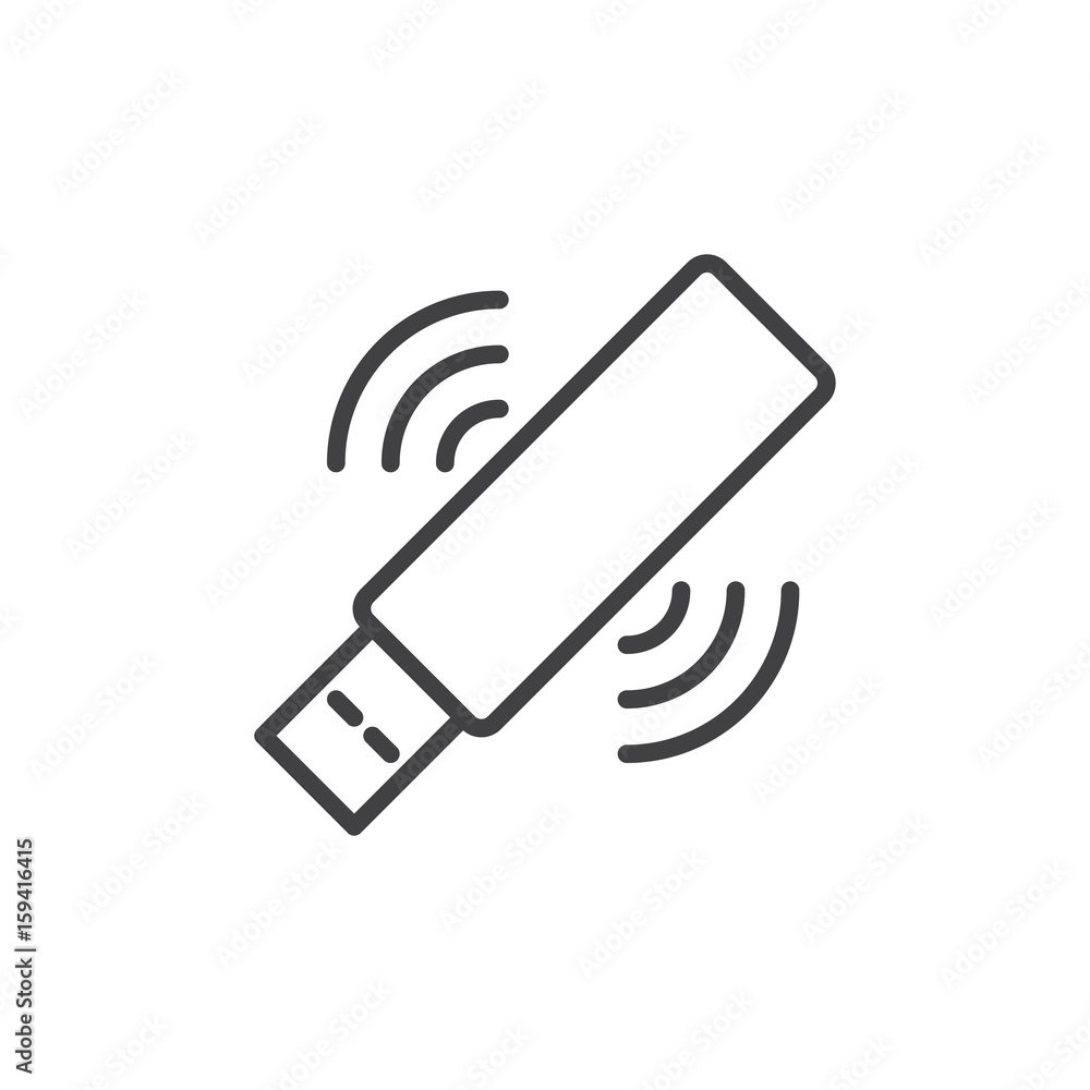 Wifi usb stick line icon, outline vector sign, linear style pictogram  isolated on white. Symbol, logo illustration. Editable stroke. Pixel  perfect Stock Vector | Adobe Stock