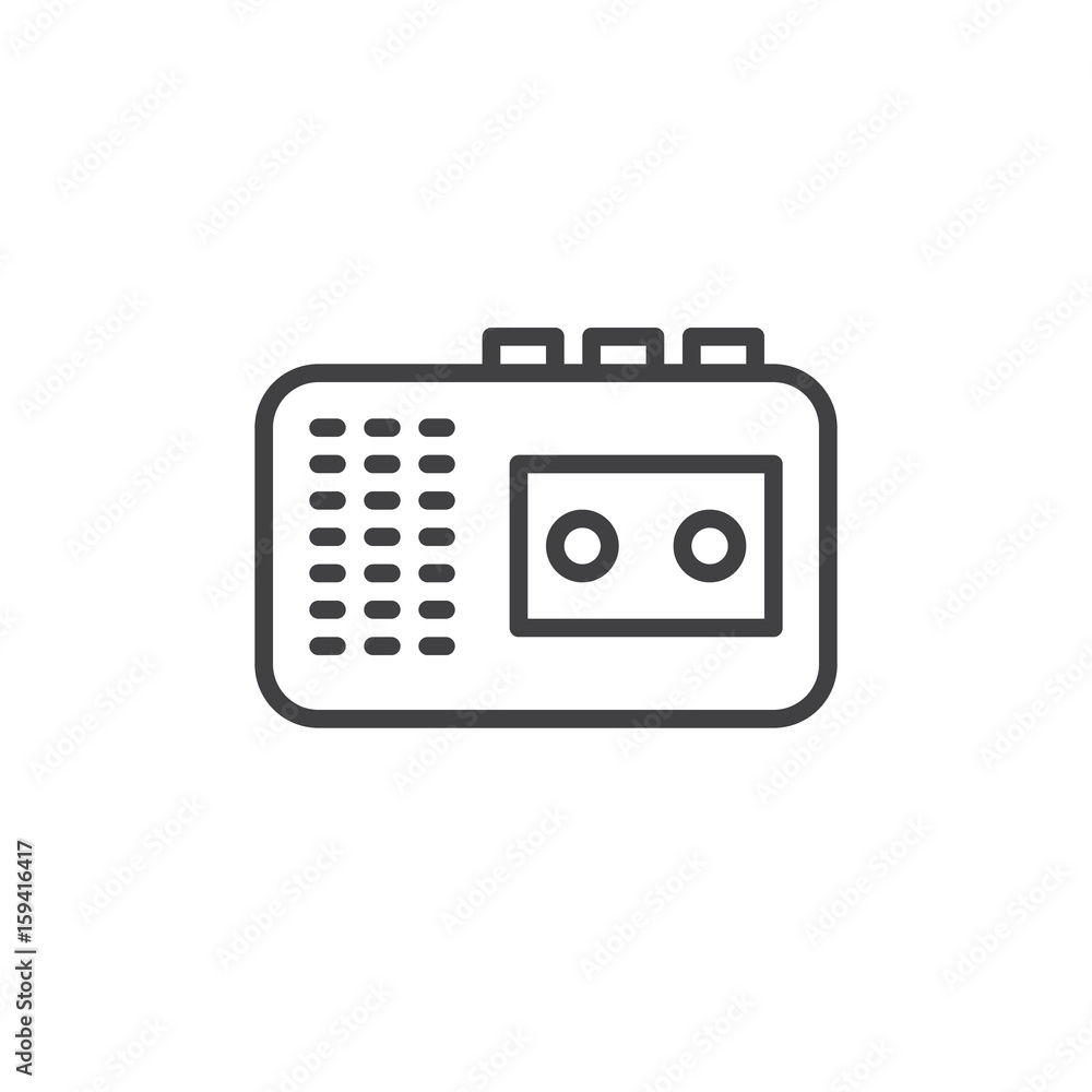 Fototapeta premium Audio tape recorder line icon, outline vector sign, linear style pictogram isolated on white. Symbol, logo illustration. Editable stroke. Pixel perfect