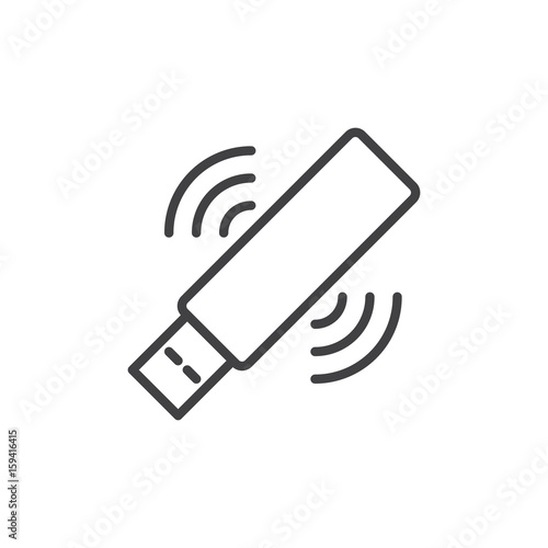 Wifi usb stick line icon, outline vector sign, linear style pictogram isolated on white. Symbol, logo illustration. Editable stroke. Pixel perfect