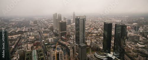  Frankfurt aerial view at foggy day