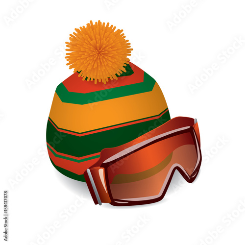 Ski Mask Vector. Creative Winter Sport Snowboarding Elements