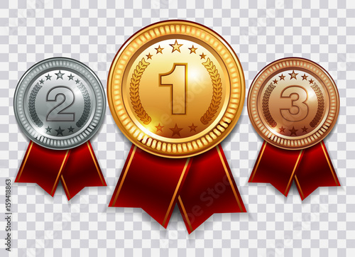 Gold, silver and bronze medals