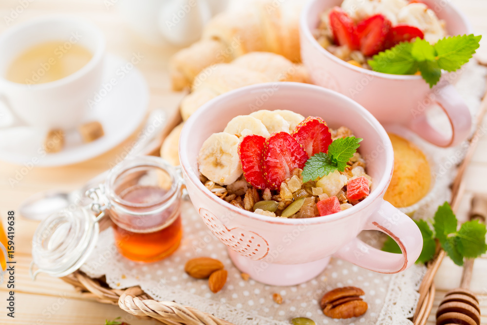 Porridge with banana and fresh berries. Porridge with banana and fresh berries.
