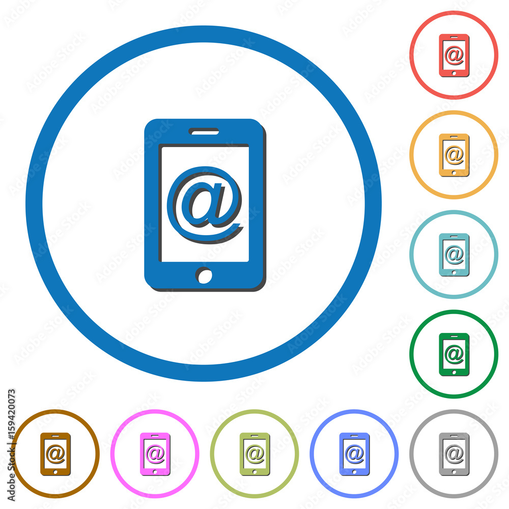 Mobile mailing icons with shadows and outlines Mobile mailing icons with shadows and outlines