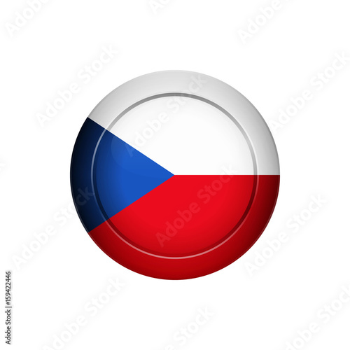 Czech flag on the round button  vector illustration