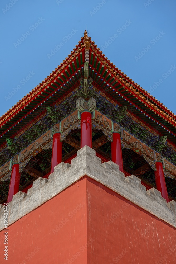 Traditional Chinese building under blue sky