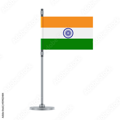 Indian flag on the metallic pole, vector illustrat