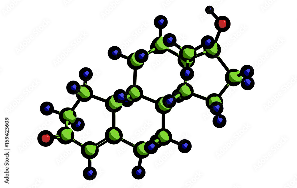 Molecular structure of hormone Nandrolone, 3D rendering Molecular structure of hormone Nandrolone, 3D rendering